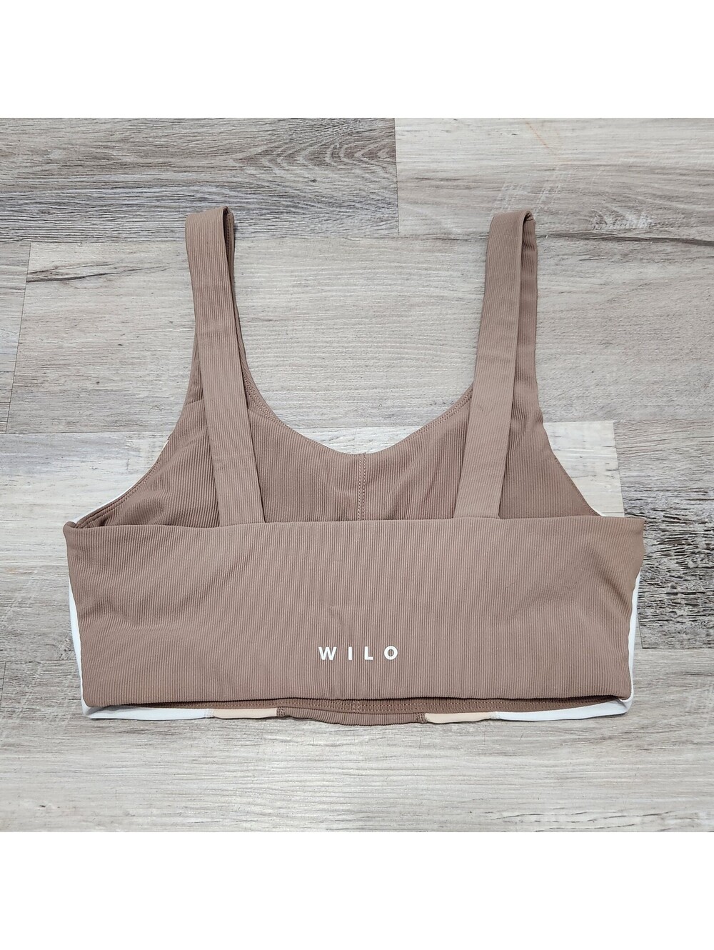 Wilo Ribbed Sports Bra Size Large Neutral - Picture 3 of 3